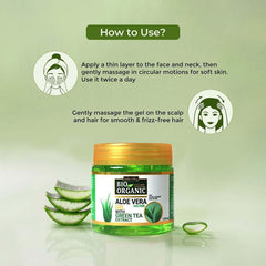 Bio Organic Pure Aloe Vera Gel With Green Tea Extract For Young, Radiant Skin & Hair