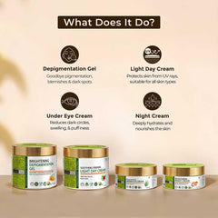 Complete Face Care Kit - Light Day Cream (100ml), Retexturing Night Cream (50ml), Under Eye Cream (50ml), With Brightening Depigmentation Gel (100ml) Combo For Nourished & Radiant Skin