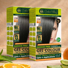 Natural Hair Colour | Damage Free Gel Hair Color For Women & Men | No Harmful Chemicals, Long Lasting, Safe & Gentle - Available in 6 Shades - (400ml + 40g) (Pack of 2)