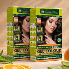 Natural Hair Colour | Damage Free Gel Hair Color For Women & Men | No Harmful Chemicals, Long Lasting, Safe & Gentle - Available in 6 Shades - (400ml + 40g) (Pack of 2)