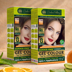 Natural Hair Colour | Damage Free Gel Hair Color For Women & Men | No Harmful Chemicals, Long Lasting, Safe & Gentle - Available in 6 Shades - (400ml + 40g) (Pack of 2)