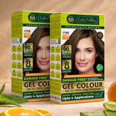 Natural Hair Colour | Damage Free Gel Hair Color For Women & Men | No Harmful Chemicals, Long Lasting, Safe & Gentle - Available in 6 Shades - (400ml + 40g) (Pack of 2)