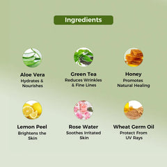 Bio Organic Pure Aloe Vera Gel With Green Tea Extract For Young, Radiant Skin & Hair