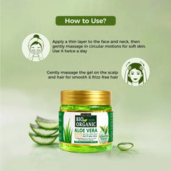 Bio Organic Pure Aloe Vera Gel With Green Tea Extract For Young, Radiant Skin & Hair