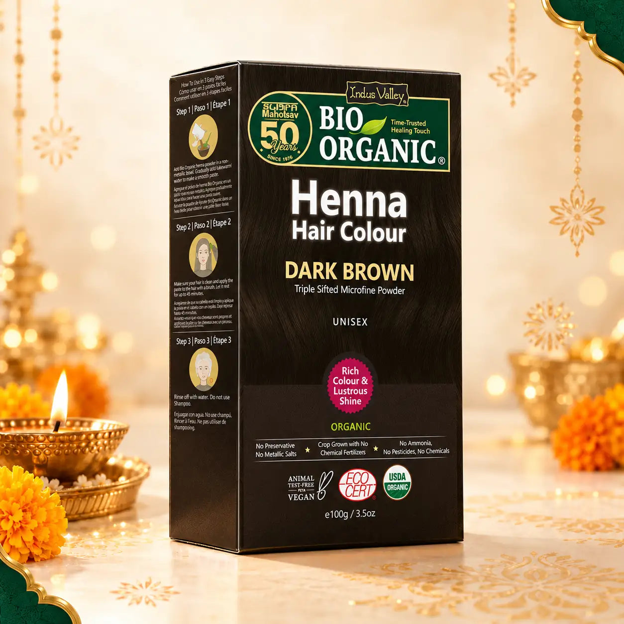 Bio organic Henna Hair Colour Dark Brown
