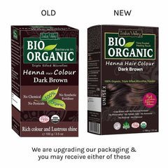Bio Organic Dark Brown Henna Hair Colour For Early Grey Hair Coverage - 100gm