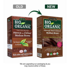 Bio Organic Medium Brown Henna Hair Colour For Early Grey Hair Coverage - 100gm