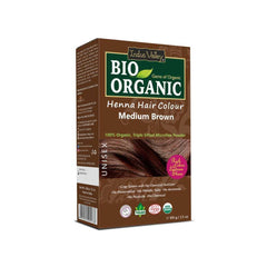 Bio Organic Medium Brown Henna Hair Colour For Early Grey Hair Coverage - 100gm
