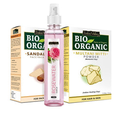 Sandalwood Face Pack, Multani Mitti and Rose Water Combo - 400gm + 250ml