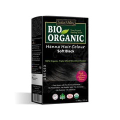 Bio Organic Soft Black Henna Hair Colour For Early Grey Hair Coverage - 100gm