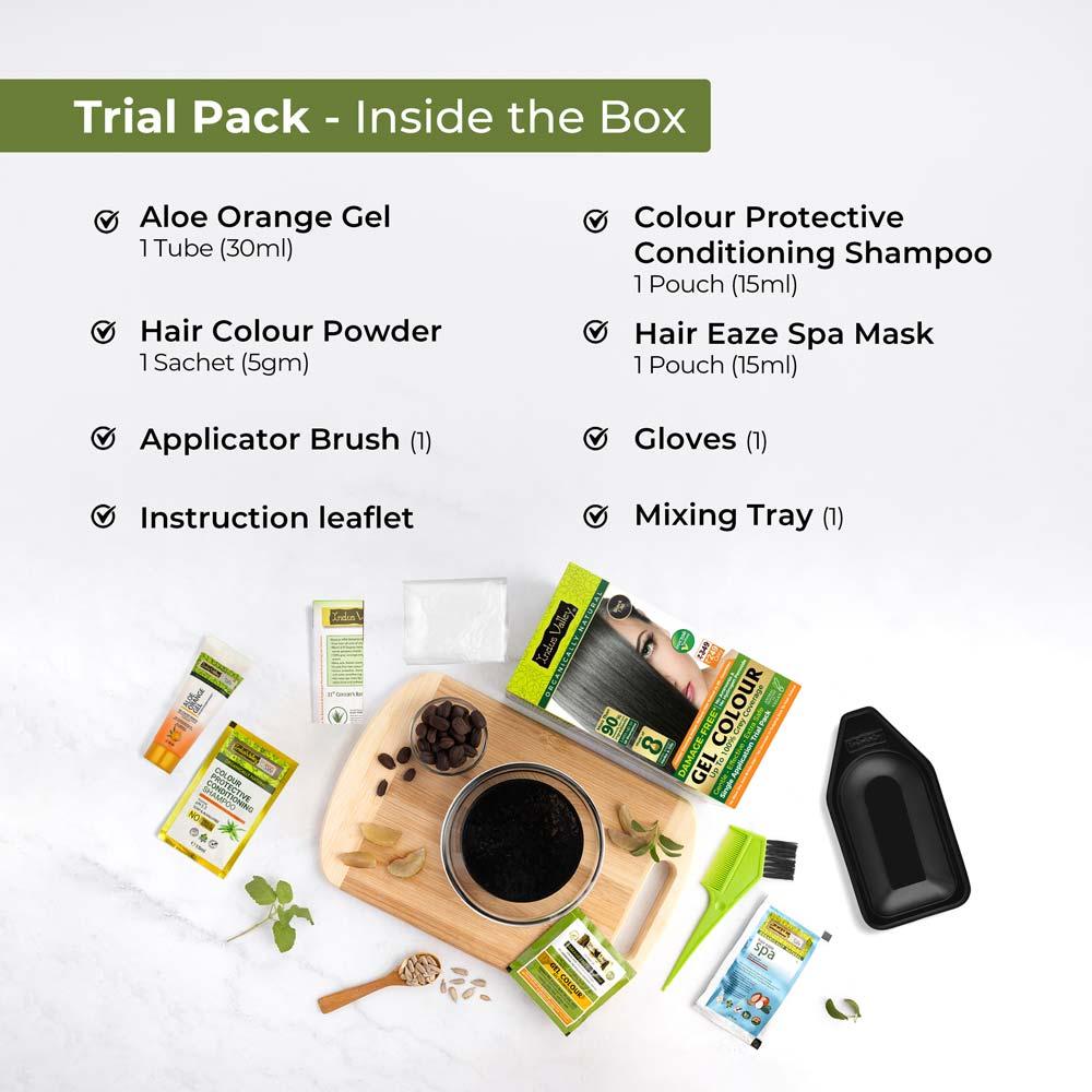 indusvalley Trial pack Gel hair colour - inside the box