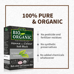 Bio Organic Soft Black Henna Hair Colour For Early Grey Hair Coverage - 100gm