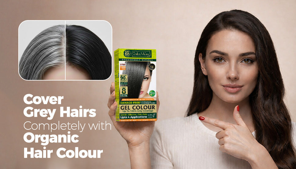 Cover grey hair completely with organic hair colour