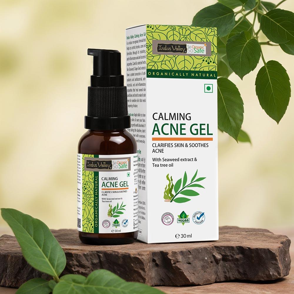 Calming Acne Gel Clarifies Skin &amp; Soothes Acne With Seaweed Extract &amp; Tea Tree Oil - 30ml.