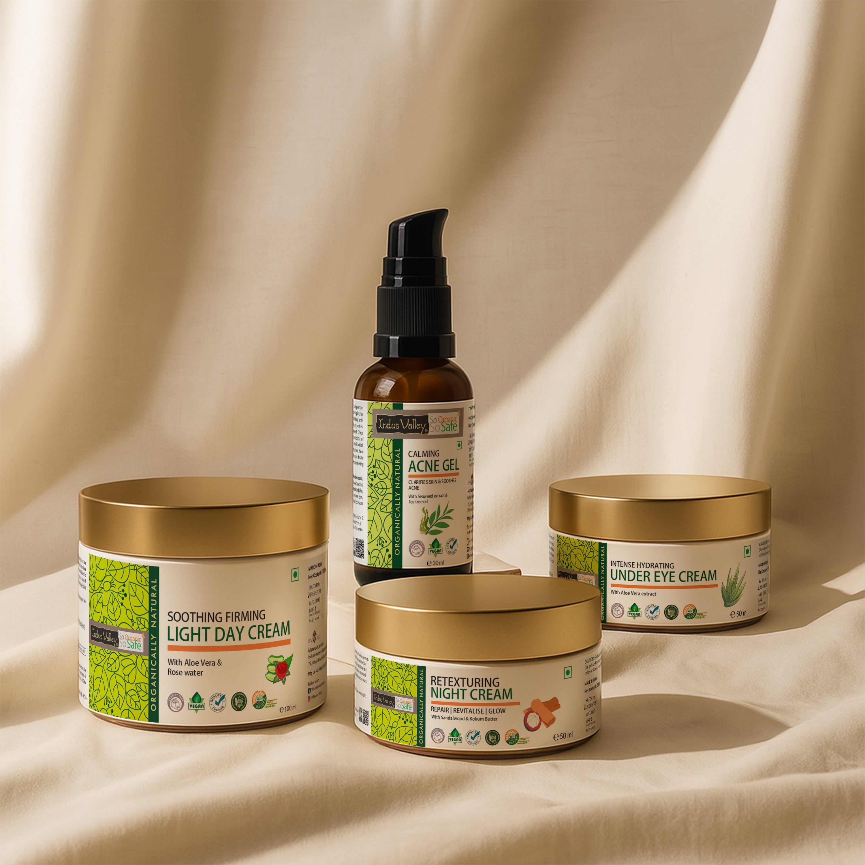 Day , night ,Under eye cream  and acne gel