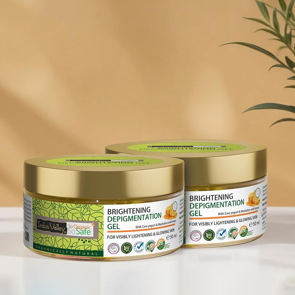 Brightening Depigmentation Gel for Reducing Pigmentation, Dark Spots and Blemishes With Cow Yogurt &amp; Mashobra Honey - Pack of 2