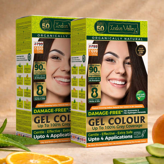Natural Hair Colour | Damage Free Gel Hair Color For Women & Men | No Harmful Chemicals, Long Lasting, Safe & Gentle - Available in 6 Shades - (400ml + 40g) (Pack of 2) 1200