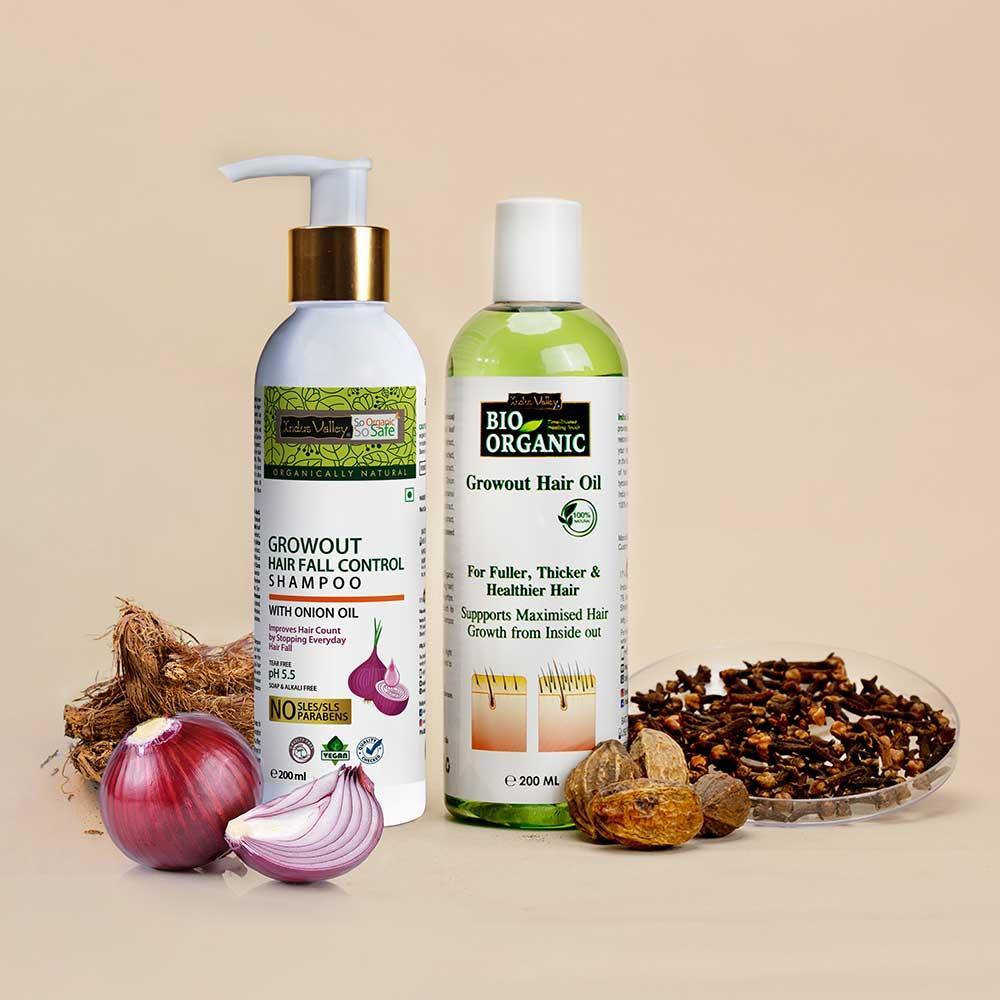 Growout Hair Oil & Growout Hairfall Control Shampoo combo for natural hair growth & nourishment- 200ml Each