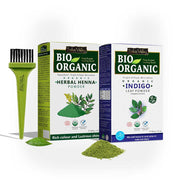 Bio Organic Herbal Henna & Indigo Powder Applicator Brush Combo Pack - 200gm