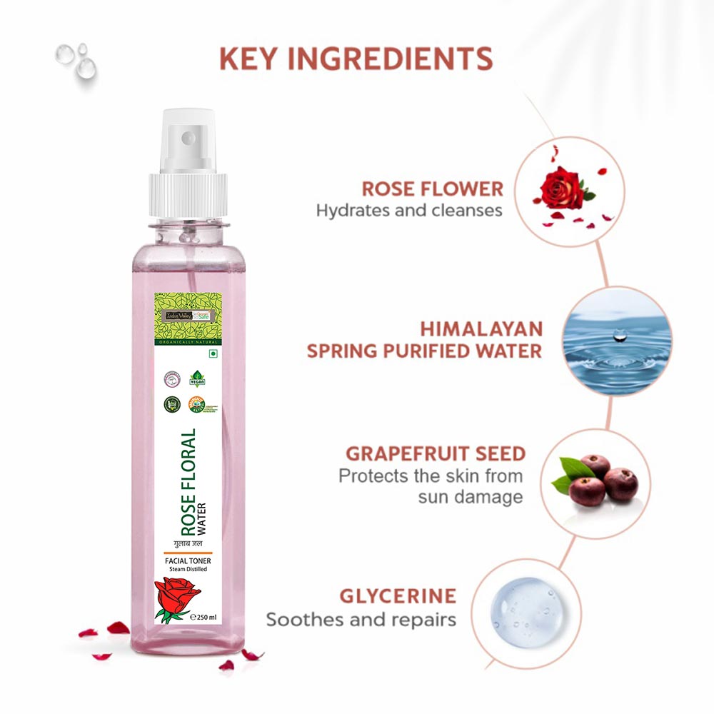 Rose Floral Water/ Skin Toner - Organic Gulab Jal - 250ml.