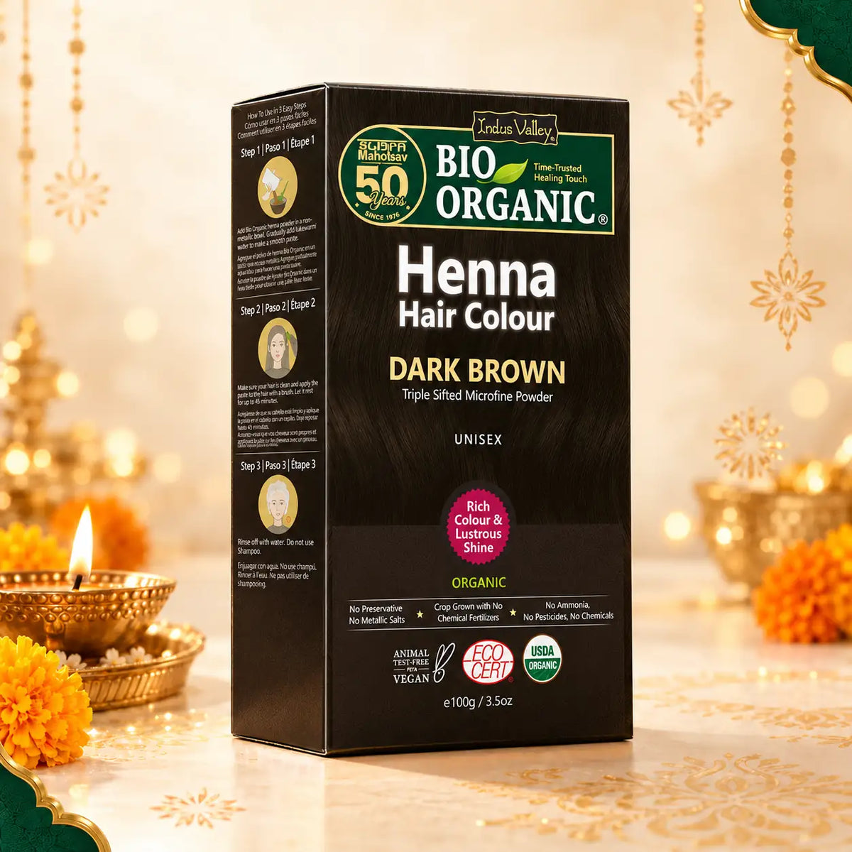 Bio organic Henna Hair Colour Dark Brown