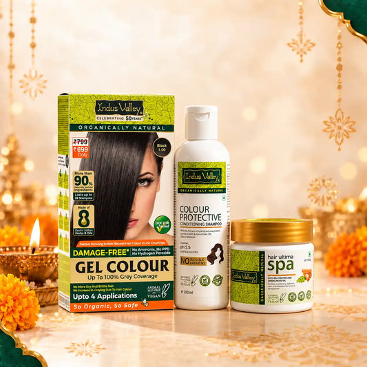 Damage Free Gel Colour With Colour Protective Conditioning Shampoo and Hair Ultima Spa Combo - (575ml + 20g) 1254