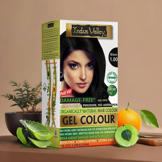 Natural Hair Colour | Damage Free Gel Hair Color For Women & Men | Chemical Free, Long Lasting, Safe & Gentle - Black 1.00 - 200ml + 20g 1000