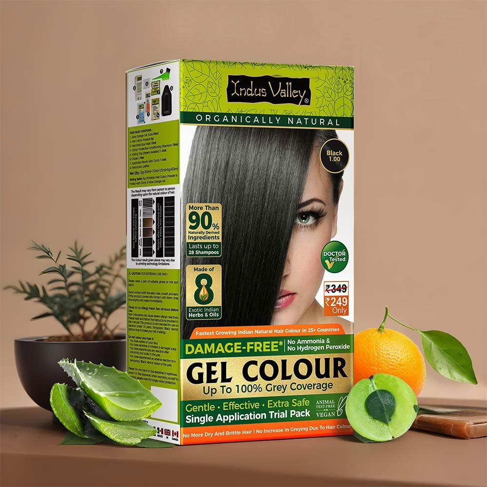 Natural Hair Colour | Trial Pack - Single Use | Damage Free Gel Hair Color For Women & Men | No Harsh Chemicals, Long Lasting, Safe & Gentle I Available in 4 Shades