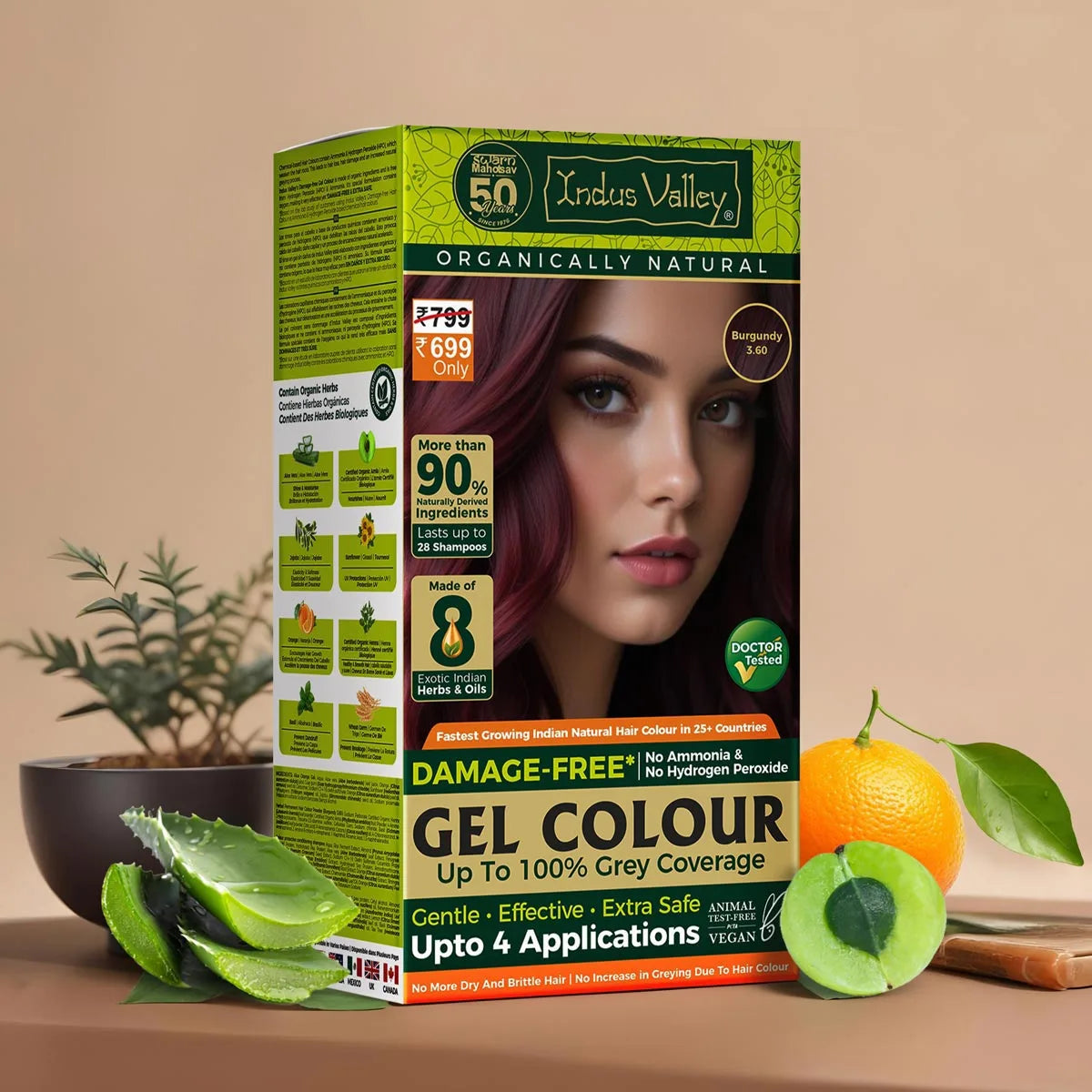 Indus Valley Damage Free Burgundy hair colour
