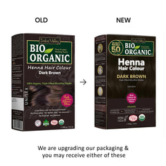 Bio Organic Dark Brown Henna Hair Colour For Early Grey Hair Coverage - 100gm