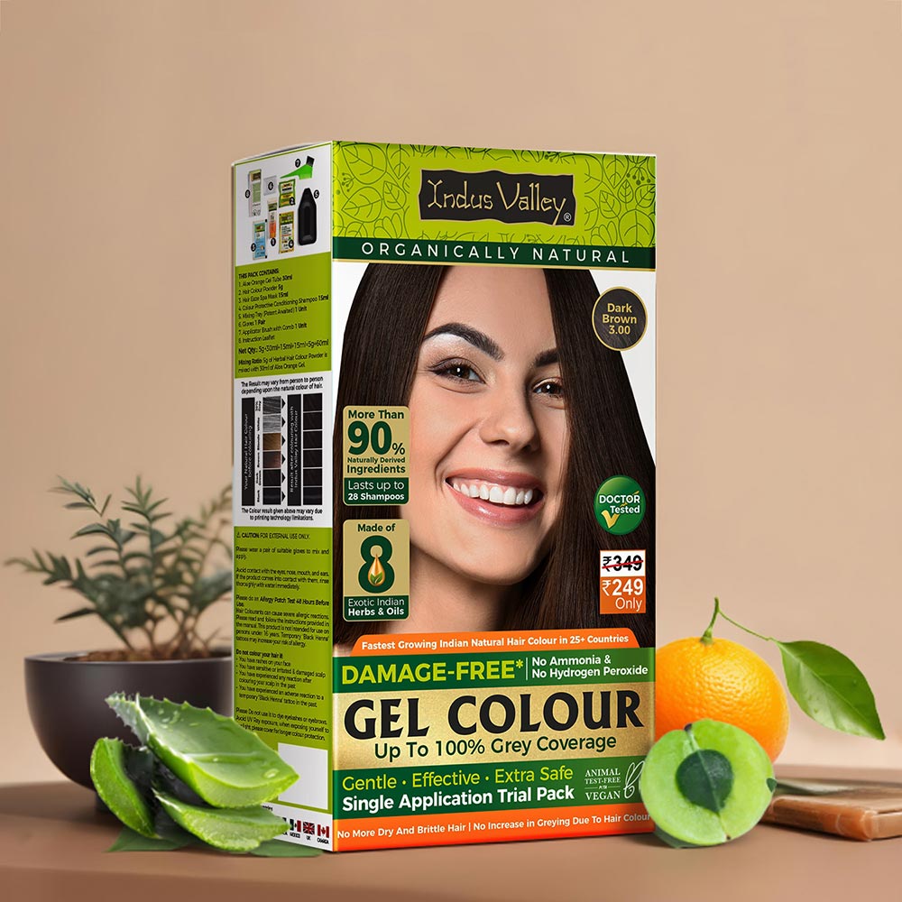 Dark Brown Damage Free Gel Hair Color Single Application Trial Pack