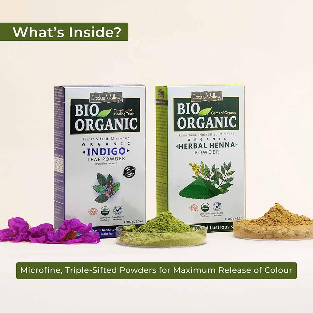 Heena and indigo leaf powder