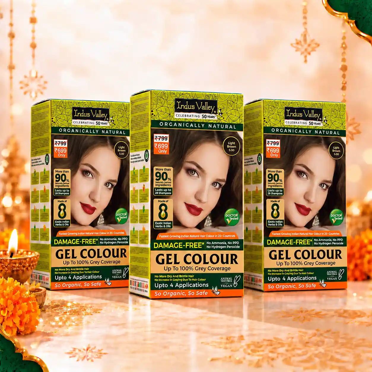 Indus Valley Light Brown Hair Colour  ( Pack Of 3 )