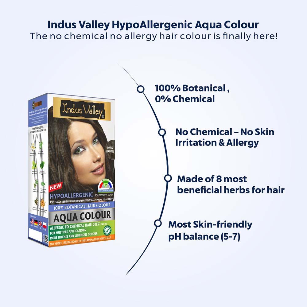 100% Dark Brown Botanical Aqua Colour For Sensitive and Allergy Prone Scalp