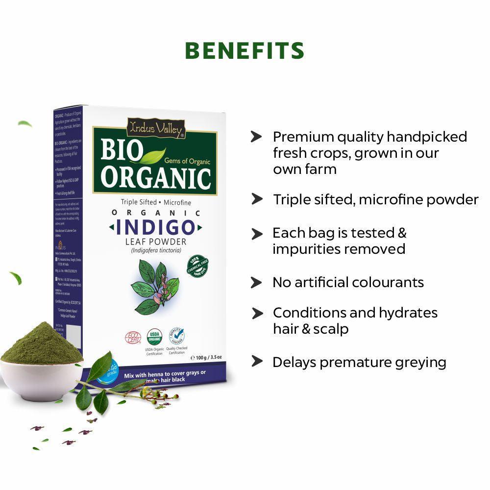 Bio Organic Indigo Leaf Powder with Applicator Brush - Available in 3 Size